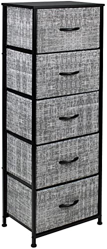 Sorbus Dresser Storage Tower Organizer for Closet Tall Dresser for Bedroom Chest Drawer for Clothes Hallway Living Room College Dorm Steel Frame Wood Top Fabric 5 Drawers BlackCharcoal