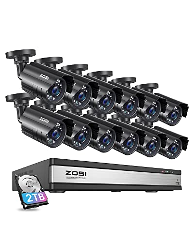 ZOSI 8CH 1080P Security Camera System OutdoorH265 8Channel HDTVI 5MP Lite Video DVR recorder with 4x HD 1920TVL 1080P Weatherproof CCTV Cameras NO Hard Drive Motion Alert Remote Access