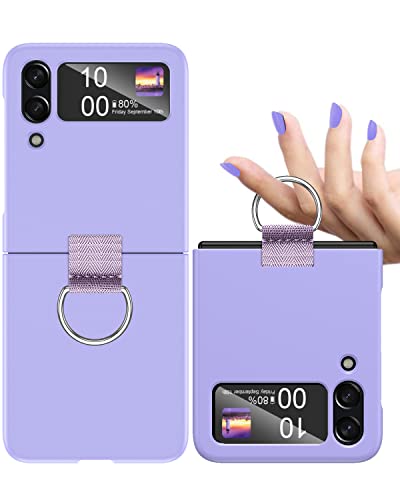 AICase for Samsung Galaxy Z Flip 4 Case with Ring Protective Slim Thin Women Girl Cute Phone Case for Samsung Galaxy Z Flip 4 5G Purple