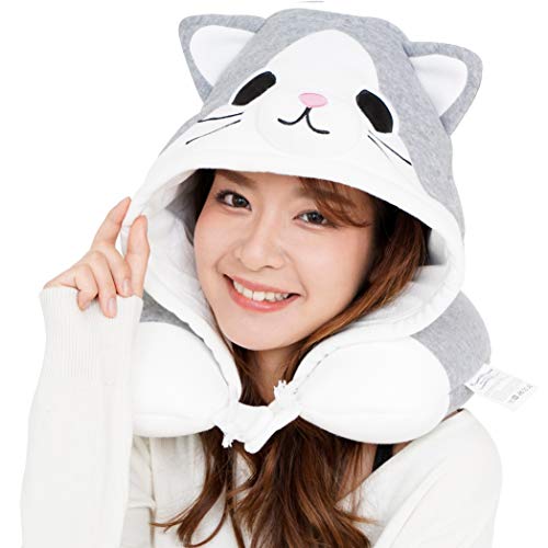 Premium Quality Tabby Cat SAZAC Animal Neck Support Pillow  Plush Comfortable Travel Cushion with Adjustable Toggle  Authentic Japanese Kawaii Design