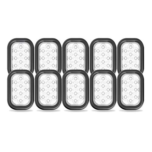 5 x 3 Rectangular Amber 10 LED Trailer Tail Light DOT Certified Truck Park Turn Signal Lights IP67 Waterproof RV Semi Truck Taillight 24 Bright LED With Colored Lens Grommet  Plugs Included