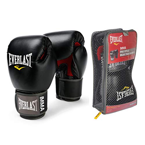 Black Everlast Muay Thai Pro Style Gloves with a 12Inch Cuff