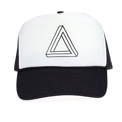 Black and white mens optical illusion pyramid snapback hat made of cotton mesh