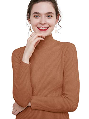 AnnaKaci Womens Knit Mock Turtle Neck Wool Stretch Long Sleeve Pullover Sweater