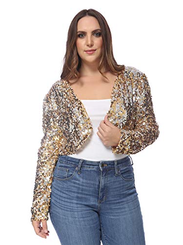 AnnaKaci Women39s Plus Size Sequin Embellished Long Sleeve Bolero Blazer Shrug