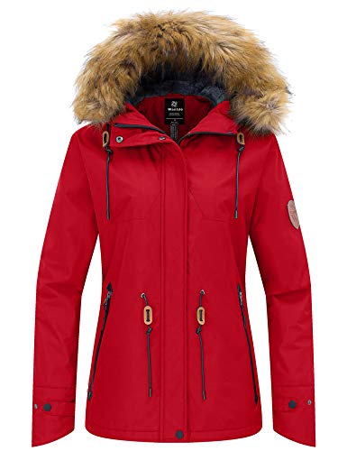 Winter Snow Coat Insulated Fleece Parka Parkas for Women by Wantdo Waterproof Ski