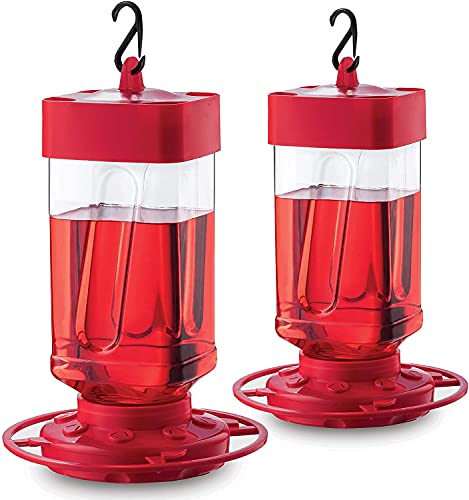 SEWANTA Hummingbird Feeder 16 oz  Plastic Hummingbird Feeders for Outdoors with Builtin Ant Guard  Circular Perch with 8 Feeding PortsWide Mouth for Easy Filling2 Part Base for Easy Cleaning