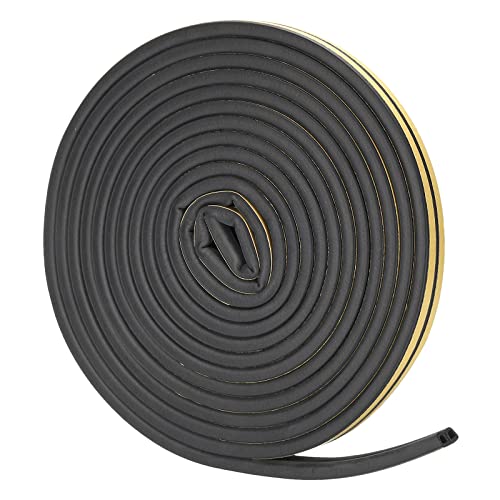 uxcell Weather Stripping 2pcs 98ft x 12 W x 38 T Self Adhesive Foam Seal Strip D Shaped Insulation Tape for Door Window Black