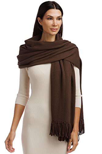 Womens Extra Large Fishers Finery Cashmere Knit Wrap Shawl with Fringe