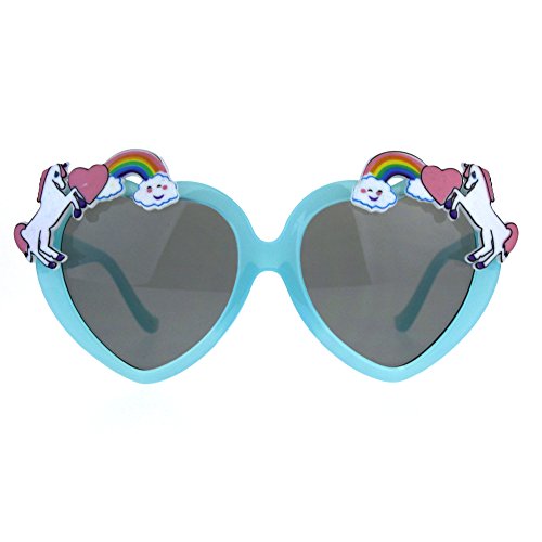 Children Size Girls Rainbow Unicorn Heart Shape Sunglasses