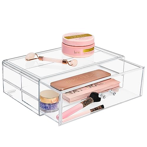 Makeup and jewellery storage just became a whole lot more convenient with these stackable and interchangeable Sorbus acrylic drawer sets