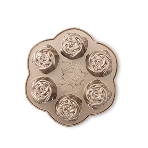 Nordic Ware Rose Bud Pan 6 Cakelets Toffee