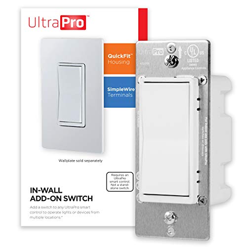 UltraPro AddOn Switch QuickFit and SimpleWire InWall White Rocker Paddle Only ZWave ZigBee Wireless Smart Lighting Controls NOT A STANDALONE Switch 39350