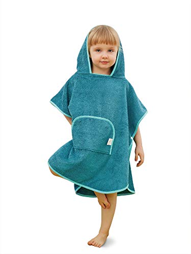 SIORO Kids Beach Towel Toddler Cotton Hooded Towels Boys Girls Bathroom Home Pool Shower Bath Robe Soft Cover Up Blue Shadow 26 Years