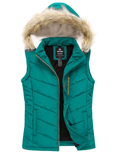 Wantdo Women39s Thicken Winter Vest Quilted Warm Puffer Vest with Removable Fur Hood