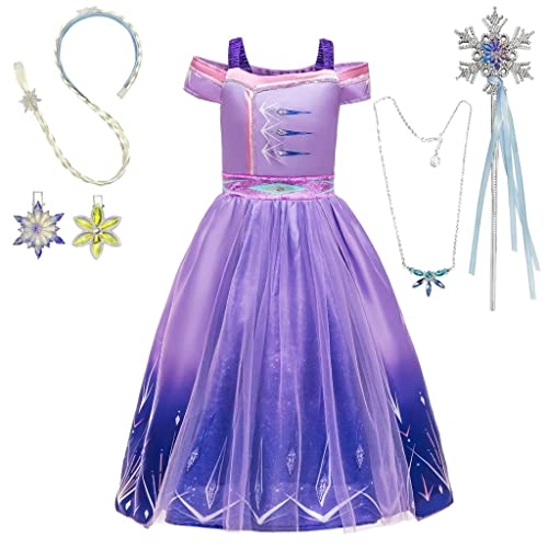 Dressy Daisy Girls39 Ice Princess Snow Queen 2 Purple Fancy Dress Up Gown Halloween Costume with Accessories