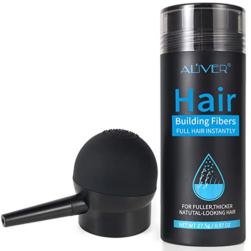 Aliver Hair Fibers for Thinning Hair  Spray  Black  275 Gr Undetectable Natural Formula  Thicker Fuller Hair in 15 Seconds  Conceals Hair Loss  Look Younger  Designed for Men  Women