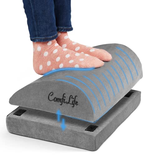 ComfiLife Foot Rest for Under Desk at Work  Adjustable Desk Foot Rest for Office Chair Gaming  Ergonomic Teardrop Design for Back Hip  Leg Pain Relief  100 Memory Foam Black