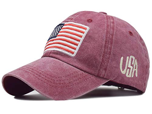 AnnaKaci 4th of July American Adjustable Embroidered USA Flag Baseball Caps