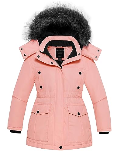 Wantdo Girl39s Thicken Winter Coat Warm Puffer Jacket Water Resistant Winter Jacket with Faux Fur Hood