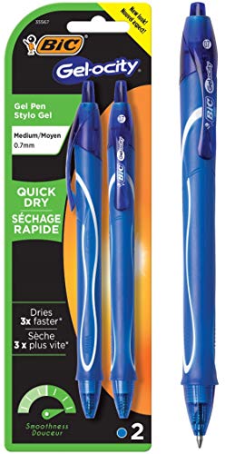 Bic Gelocity Quick Dry Blue Ink Pen 2 Pack