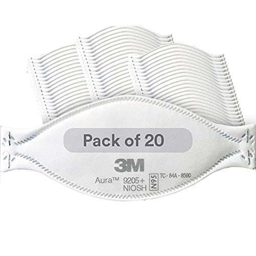 3M Aura Particulate Respirator 9205 N95 Individually Wrapped 3 Panel Flat Fold Design Allows for Facial Movements