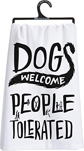 Primitives by Kathy Dish Hand Towel 28 x 28 Dogs Welcome