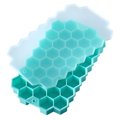 PrimeMed Reusable Honeycomb Ice Cube Trays  Lids 37 Cavity FoodGrade Silicone  Stackable Ice Mold Green 1 Pack