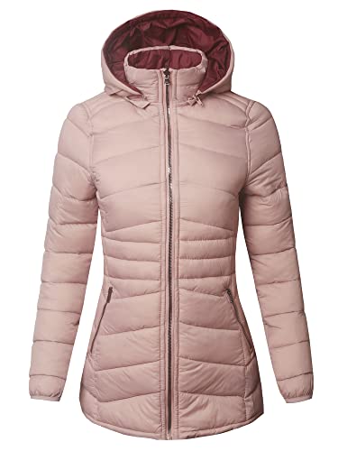 Women39s Quilted Puffer Jacket with Detachable Faux Fur Hood