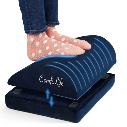 ComfiLife Foot Rest for Under Desk at Work  Adjustable Desk Foot Rest for Office Chair Gaming  Ergonomic Teardrop Design for Back Hip  Leg Pain Relief  100 Memory Foam Black