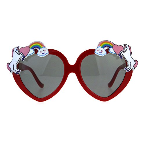 Children Size Girls Rainbow Unicorn Heart Shape Sunglasses