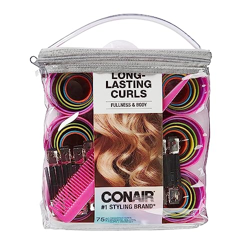 Conair Hair Rollers Hair Curlers with Self Grip Foam Rollers in Neon Colors Assorted Sizes 48 Pack