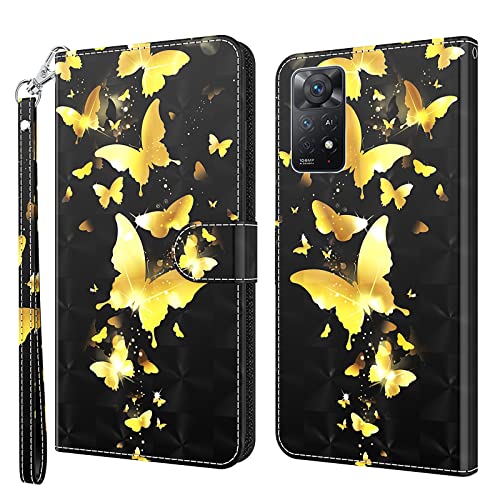 ALILANG Phone Case for Xiaomi Redmi Note 11 Pro 4G5G Case Premium Flip Magnetic Closure Stand Function Card Holder PU Leather Cover for Redmi Note 11 Pro 5G Wallet CaseBlue Butterfly