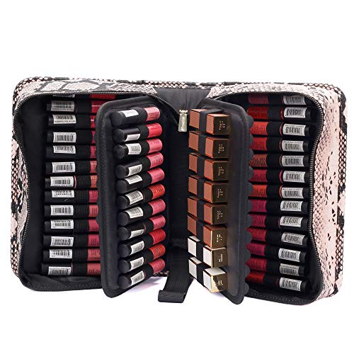 ROWNYEON Lipstick Organizer Bag Lipstick Holder Case 22 Slots Travel Lipstick Carrying Case Makeup Cosmetic Organizer Professional Makeup Artist Portable Storage Bag Case For Lip GlossLipsticksBlack