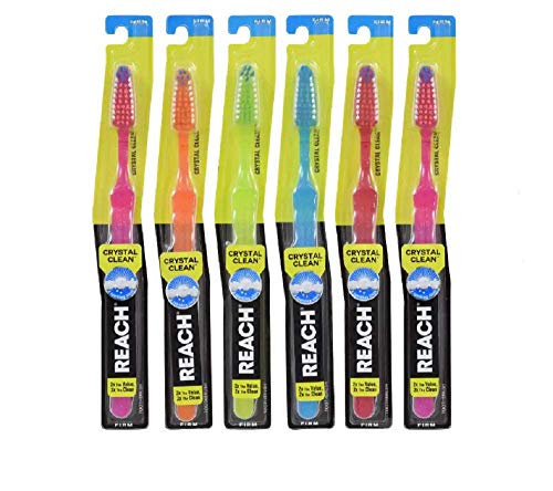 Various Colours 6Pack of Reach Crystal Clean Firm Adult Toothbrushes