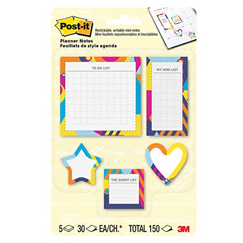 Postit Notes Planner Sticky Notes to Do List Mini List Short List and Shapes 5 Pads 30 SheetsPad Optimistic Brights