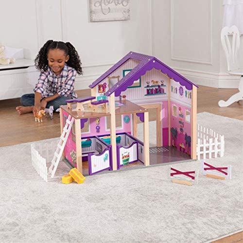 KidKraft Deluxe Horse Stable Playset  Colorful Play Horse Accessory for Two Play Horses with Accessories Gift for Ages 3 24 x 118 x 206