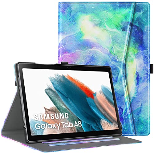 TiMOVO Case for Galaxy Tab A8 105 inch 2022 SMX200SMX205 Multiple Viewing Angles Folding Stand Case with Document Card Slots and Hand Hold Strap Fit Samsung Tab A8 Case Dreamy Nebula