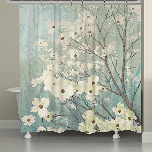 Crystal Emotion Flowering Dogwood Blossoms Shower Curtain 36x72inch