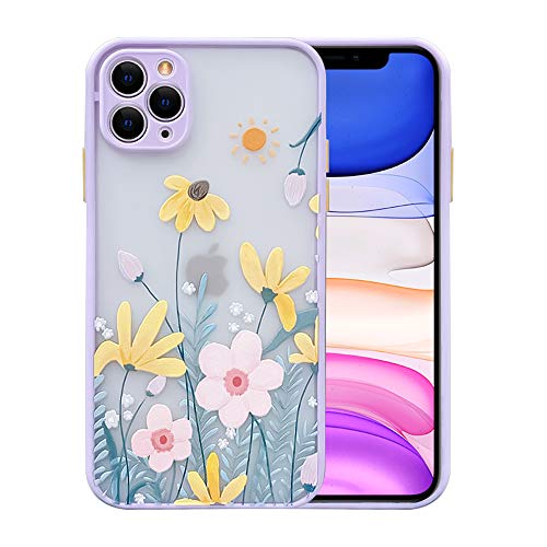 Ownest Compatible with iPhone 11 Pro Max Case for Clear Frosted PC Back 3D Floral Girls Woman and Soft TPU Bumper Protective Silicone Slim Shockproof Case for iPhone 11 Pro MaxWater Blue