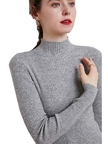 AnnaKaci Womens Knit Mock Turtle Neck Wool Stretch Long Sleeve Pullover Sweater