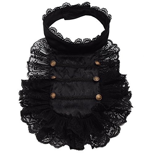 BLESSUME Colonial Lace Jabot Necktie Victorian Steampunk Collar Ruffle Black