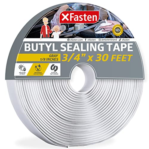 XFasten Butyl Putty Tape Gray 18Inch x 34Inch x 30Foot Heavy Duty and Leak Proof Rubber Putty Tape for RV Repair Window Boat Sealing Glass and EDPM Rubber Roof Patching