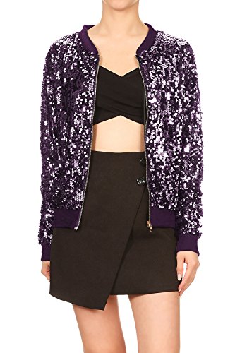 AnnaKaci LongSleeve Sequin FrontZip Jacket with Ribbed Cuffs for Women