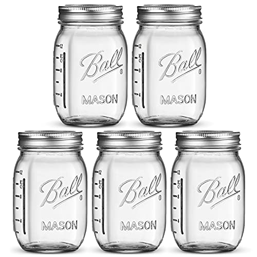 Regular Mouth Mason Jars 16 oz 5 Pack With mason jar lids and Bands mason jars 16 oz  For Canning Fermenting Pickling Jar Decor  MicrowaveFreezeDishwasher Safe  SEWANTA Jar Opener