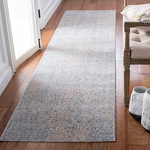 SAFAVIEH Webster Collection 2396 x 1039 GreyBeige WBS312G Distressed Premium Viscose Runner Rug