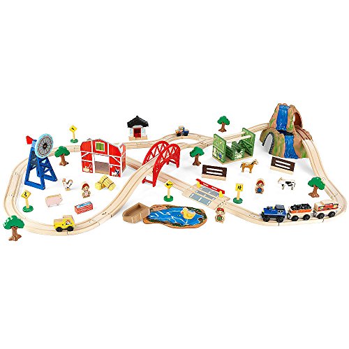 Gift for Kids Ages 3 and Up KidKraft 75Piece Wooden Rural Farm Train Set