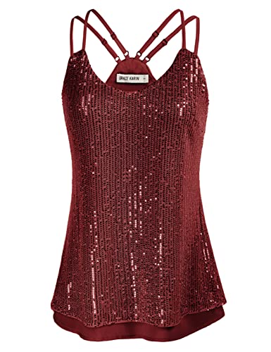 GRACE KARIN Women39s Sleeveless Sparkle Shimmer Camisole Vest Sequin Tank Tops