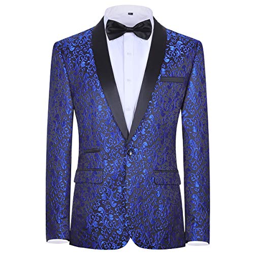 Mens Floral Jacquard Dress Suit Jacket 1 Button Print Tux Blazer Sport Coat