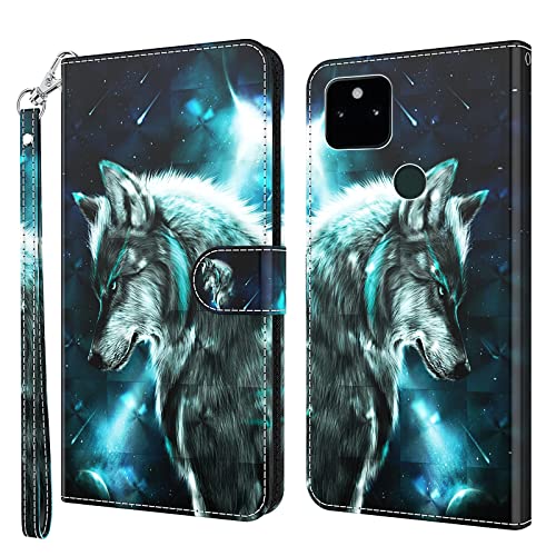 ALILANG Phone Case for Google Pixel 5A 5G Case Premium Flip Magnetic Closure Stand Function Card Holder PU Leather Cover for Pixel 5A 5G Wallet CaseBlue Butterfly